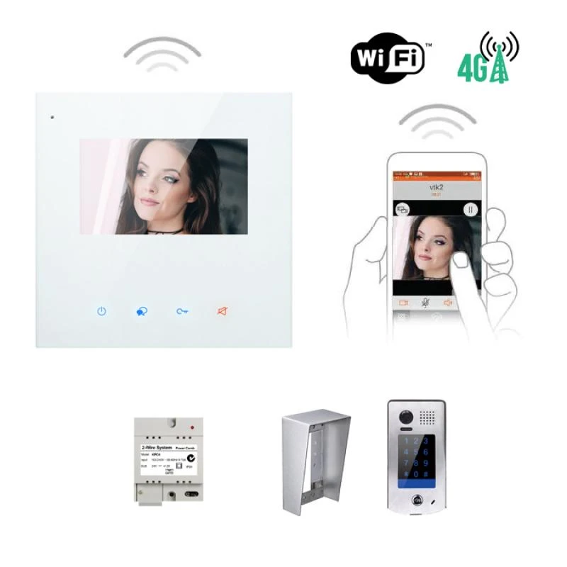 KIT VIDEO AO WIFI 4,3 POUCES AVEC MÉMOIRE + CAMERA SAILLIE AVEC CLAVIER À CODE 3 KIT VIDEO AO WIFI 4,3 POUCES AVEC MÉMOIRE + CAMERA SAILLIE AVEC CLAVIER À CODE